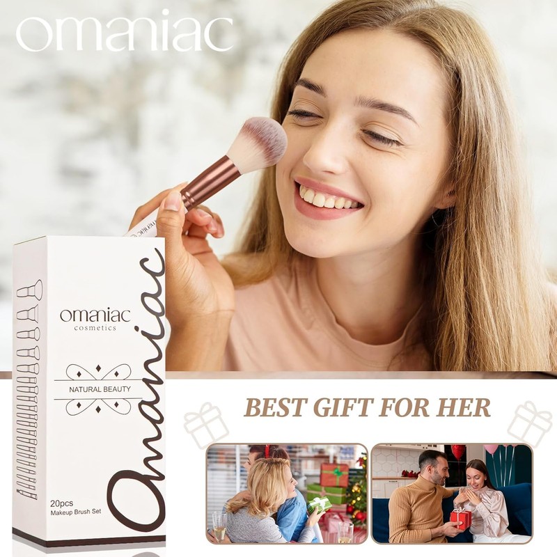 OMANIAC 20Pcs Makeup Brushes,Multi-functional Makeup Brush Set for Foundation,Powder,Eyeshadow,Concealer Cream,Blush