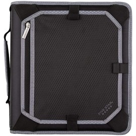 Five Star 2 Inch Zipper Binder, 3 Ring Binder, Expansion Panel, Durable, Black/Gray (29052IT8)