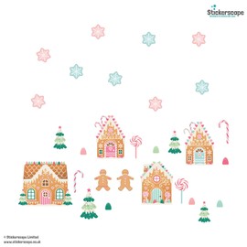 Stickerscape Christmas Window Stickers (Gingerbread Village) | Christmas Window Decorations to Create a Winter Themed Display | Reusable, Re-positionable and Cleanly Removable