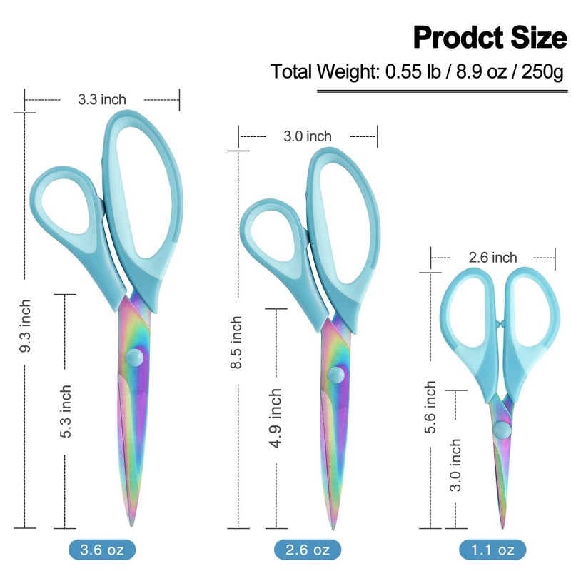 Scissors All Purpose, Sharp Titanium Blades Shears, Rubber Comfort Grip