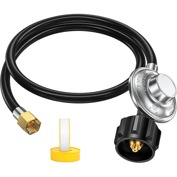5 Feet Propane Hose with Regulator, Universal Gas Grill Regulator