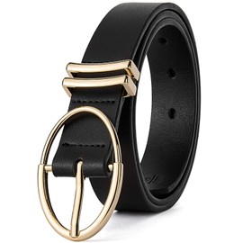 BOSTANTEN Women Belts For Jeans Dresses Pants Trendy Ladies Leather Waist Brown with Gold Oval Buckle