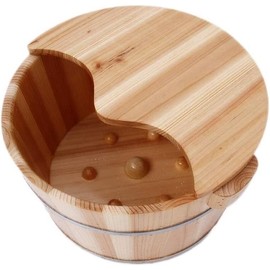 Wooden Foot Bath Barrel,Fir Foot Tub with Thickened Ear Design, Ideal for Home, Massage Rooms, Hotels, and Spa