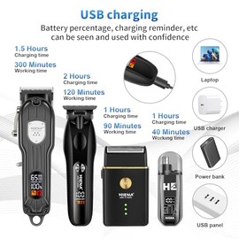 Professional Hair Clipper Set, Electric Foil Shavers and Beard Trimmers, Ear, Rechargeable Cordless Barber Kit and Hair Cutting Set, Nose Hair Trimmer Set & Facial Grooming Tool