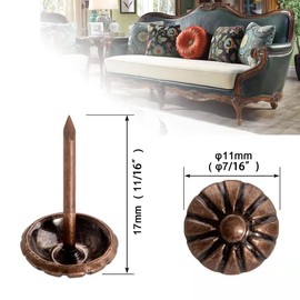 Homdire Upholstery Tacks for Decorative, Furniture Tacks Nails for Upholstery Decorative, 7/16 Inch Upholstery Nails for Furniture DIY Decorative, Daisy Upholstery Tacks Red Copper,100PCS