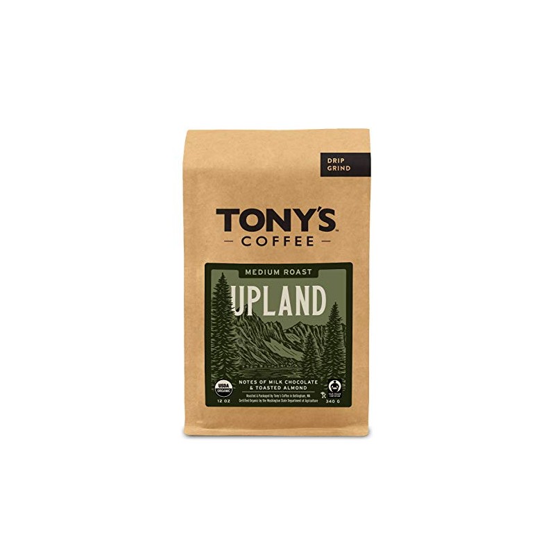 Tony's Coffee, Upland (12oz), Medium Roast Ground Coffee, Organic and