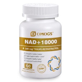 OMOGS Nad+ 300 Mg + Trans-Resveratrol 200 Mg, Suplemento De Nad Puro, Máxima Absorción, Suplemento Potenciador Para La Reparación Del Adn, Envejecimie