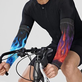 Binienty Fire Flame Arm Sleeves Colling Arm Sleeve Covers for Men Women UV Sun Protection Sleeves Oversized Sprots Compression Sleeves for Badminton, Tennis, Basketball, Size M