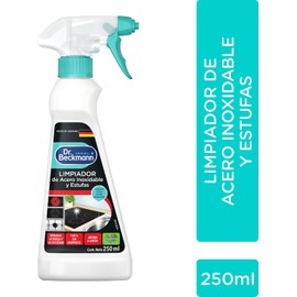 Dr. Beckmann, Limpiador de acero inoxidable, Superficies Brillantes, Mate y Cromadas, Remueve Grasa y Huellas Dactilares, Fórmula Espumosa, Calidad Alemana, 250 ml