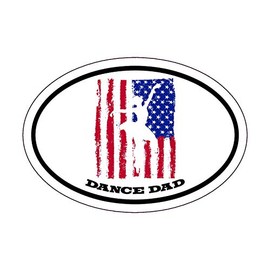 WickedGoodz Oval Distressed Flag Dance Dad Decal - American Flag Bumper Sticker - Dance Dad Sticker