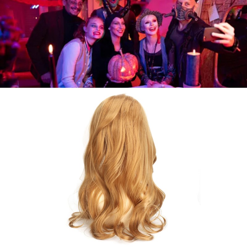 Women Long Hair Wig Light Brown Color Middle Parting Breathable