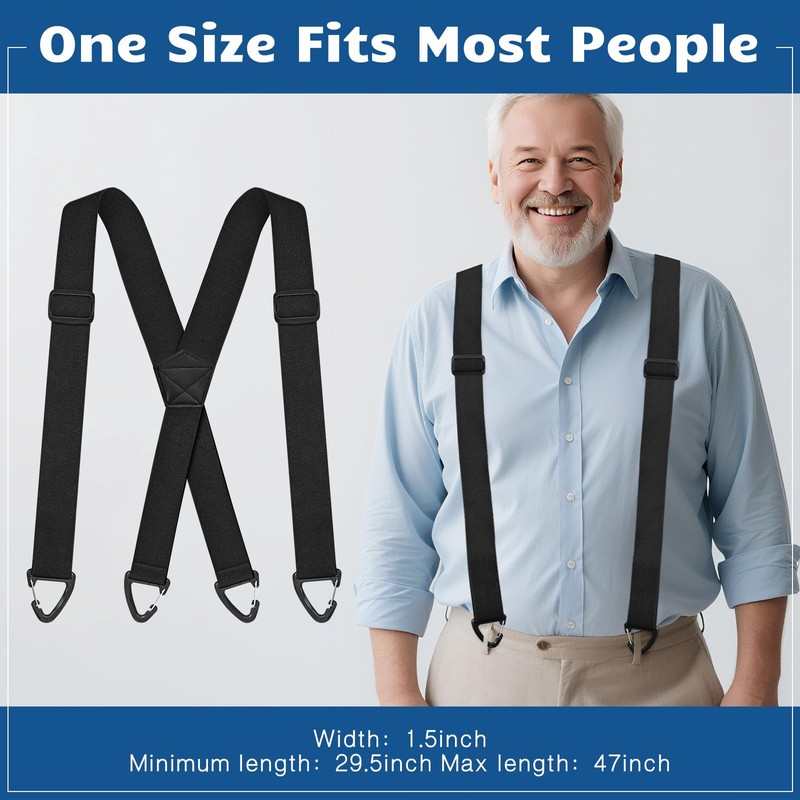 playneeu Work Suspender for Men Women, Adjustable Elastic Braces for