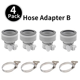 4 Pack Pool Hose Adapters with 4 PCS Clamps, Filter Pumps Connector Replacement for Threaded Connection Pump 1.5/1.25 Inch Hoses