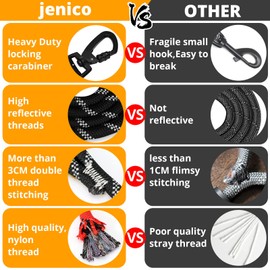 Long Dog Leash 10 FT: Heavy Duty Rope Leashes for Dogs Training with Swivel Lockable Hook Reflective Threads Bungee and Padded Handle - Dog Lead for Large Small Medium Dogs Outside Walking Hiking Red