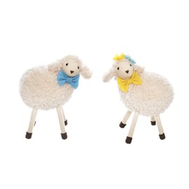C&F Home Decorative Spring Easter Animal Figurine 7 Inch Felt Lamb Assorted Set of 2