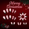 Christmas Press on Nails Medium Almond Fake Nails Green Glitter