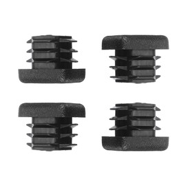 PATIKIL 3/4 Inch Plastic Tubing End Caps, 4 Pcs Square Hole Plug Insert for Round Iron Pipe Chair Leg Table Bookshelves Patio Furniture, Black