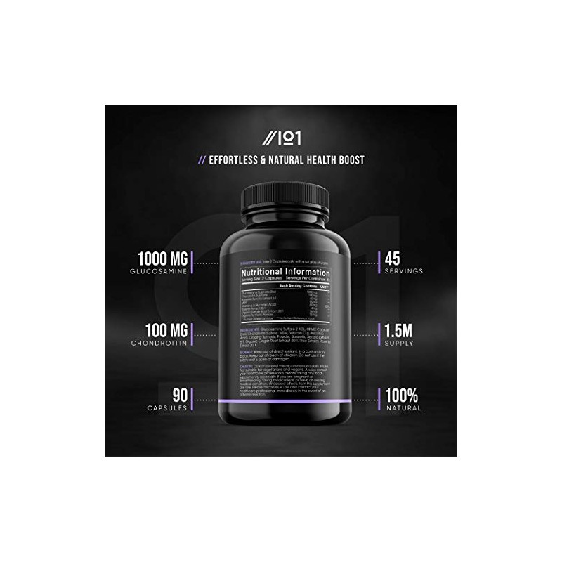 Glucosamine & Chondroitin Complex - with MSM, Boswellia, Rosehip, Ginger