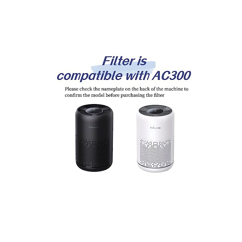 Purivortex AC300 Air Purifier Replacement Filter, 3-in-1 True HEPA with
