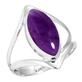 Jeweloporium 925 Silver Ring for Women Purple Genuine Amethyst Stone Fashion Silver Ring Size V Christmas - Gift Boho Jewelry