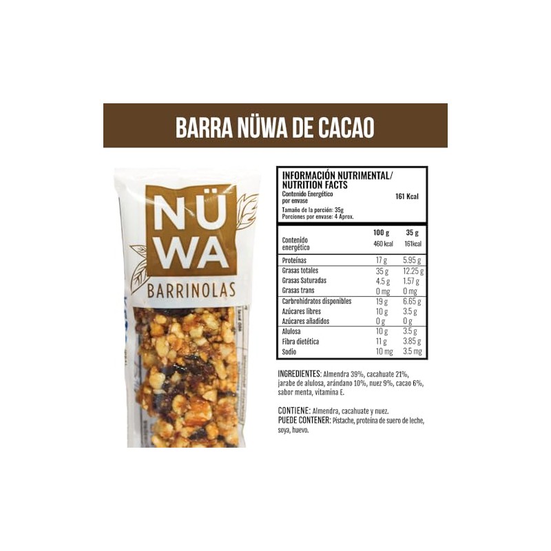 MIX PACK NÜWA KETO: Barritas de Cacao, Coco y Quinoa