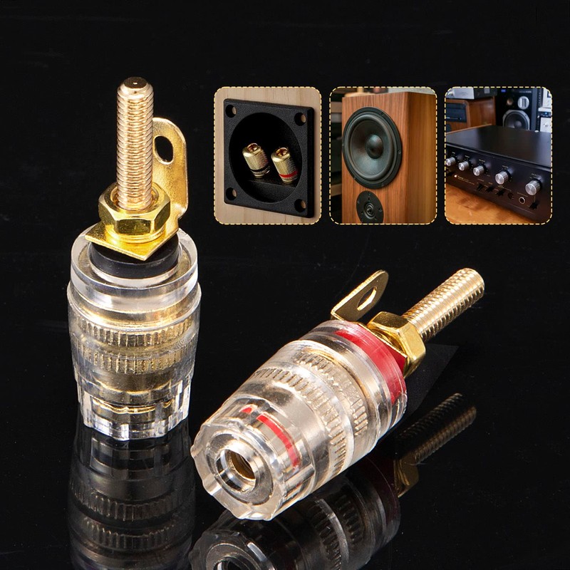 Facmogu 2 Pairs Mini Gold Plated Insulated 5-Way Binding Post