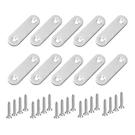 TERF® 10 Pcs Stainless Steel 60mm X 15mm Flat Mending Corner Brace Straight Plates Joining Connector Repair Plates Shelf Bracket with Fixing Screws for Use Wood, Furniture and Many Industrial Project