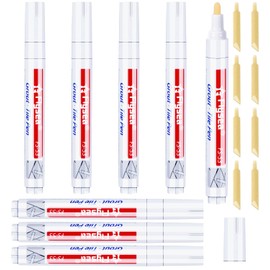 Pack of 8 White Grout Pens for Mould and Restoration, Grout Restoration Pen, Repair Marker for Tiles, Walls, Floors, with Replacement Tip