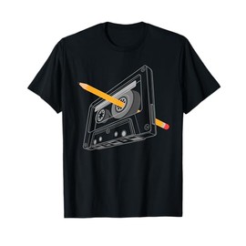 Vintage Rewind Funny 80s 90s Cassette Pencil Gift Men Women T-Shirt