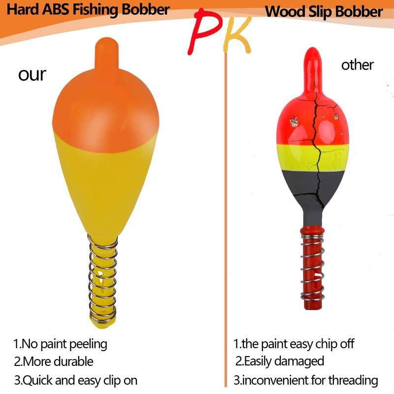 QualyQualy Fishing Float Bobbers 20PCS Hard ABS Floats Spring Bobbers