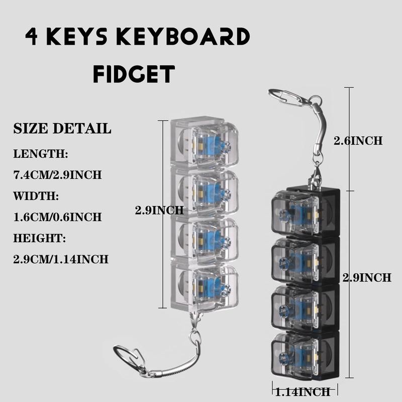 2 Pcs Black & White Keyboard Fidget Clickers with LED