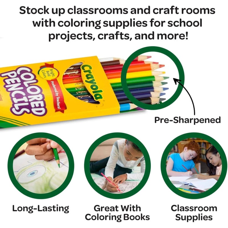 Crayola Bulk Colored Pencils for Kids (24pk), Essential Back to