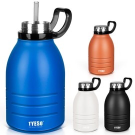 TYESO Sports Bottle, Stainless Steel Bottle, 3.1 gal (1.5 L), Direct Drinking, Hot and Cold Insulation, Easy to Wash, Straw Included, Large Capacity, Portable, Convenient for Travel, Includes Carry