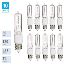 (Pack of 10) Q50CL/MC - 50 Watt JD T4 E11 Mini Candelabra Base 120V Clear Light Bulbs