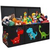 Mabahoo Extra Large Toy Box, Collapsible Sturdy Storage Organizer with Lids, Dinosaur Toybox for Boys Girls, 40"x16"x16" Kids Toy Chest Bin Baskets for Living Room, Playroom, Bedroom, Nursery, Black