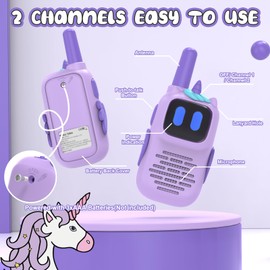 Holiky Purple Walkie Talkies with Silicone Cover, Toys for 3-4 Year Old Girls Boys, Kids Walkie Talkies 1000FT Range 2 Way RadioToy Christmas Birthday Gifts for 6-10 Year Old Girls Boys