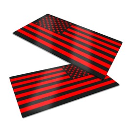 Hirificing 2PCS American Flag Decal Embossed 3D Metal Black and Red American Flag Emblem Bumper Decal Stickers, 4mm Thickness Acrylic USA Car Military Patriotic Emblem for Car Truck SUV(Black+Red)