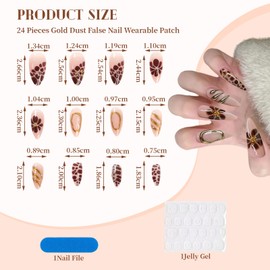 Kabwea Pack of 24 medium length almond shaped press on nails, press on nails, nails for gluing, fake nails, artificial nails, fingernails, fake nails, nails, nail