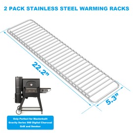 LS'BABQ Warming Rack Replacement Parts for Masterbuilt Gravity Series 560 Digital Charcoal Grill and Smoker Accessories, 2 Pack Stainless Steel Grate Accessory Insert
