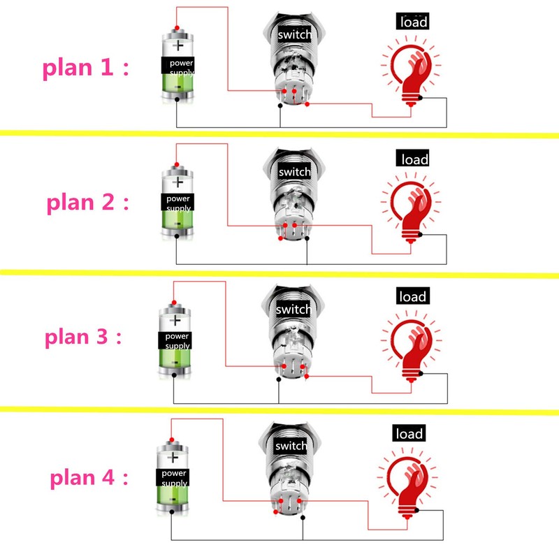 YIYIDA Push Button Switch Car Horn Switch Moment Switch 12