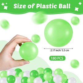 Shappy 180 Pcs Soft Plastic Balls for Toddlers, Crush Proof Ocean Balls Reusable for Photo Booth Props Play Tent Swimming Pool Party Holiday Decoration (Green, Light Green, White)
