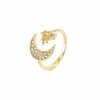 Nawflue 18K Gold Plated Moon Star Rings for Women Adjustable