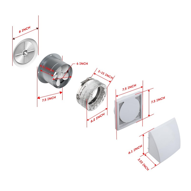 Quini 512M 6-inch Through Wall Exhaust Fan, 80 CFM 4.0