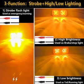 NBWDY 10Pcs 4'' White Trailer Side Marker Lights Double Bullseye Strobe+High/Low Lighting Warning Reverse Back up Tail Running RV Taillight Tiger Eye Rectangle Clearance Light for Camper,Trucks,Boat