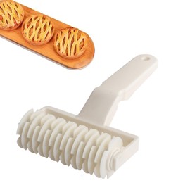 YACHUN Pie Dough Roller, 4.7 x 7.5 x 1.6 inches (12 x 19 x 4 cm), Mesh Roller, Pizza Cutter, Pastry Making, Baking Tool, Kitchen Tool, Plastic, Multi-functional Tool (Beige)