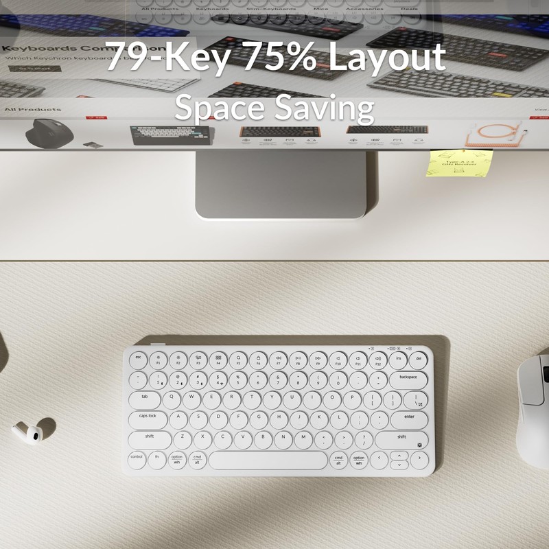 Keychron B3 Pro 75% Ultra-Slim Wireless Keyboard, 2.4GHz, Bluetooth 5.2