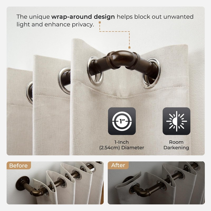 Zeerobee Curtain Rods for Windows 48 to 84, 1 Inch