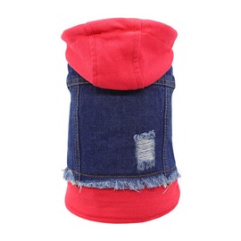SILD Pet Clothes Dog Jeans Jacket Puppy Cat Clothes Dog Hoodies Cool Coat Dog Clothes for Small Medium Dogs (Blue Red XL)