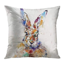 Accrocn Throw Pillow Covers Art Modern Watercolor Rabbit Cute Pillowcases Polyester 18 x 18 inch Cushion Decorative Pillowcase Square with Hidden Zipper Home Sofa