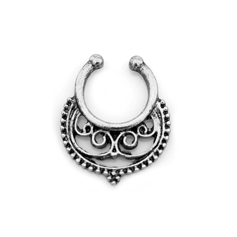 Aoyoho 8pcs Fake Septum Clicker Nose Hoop Ring Non Piercing